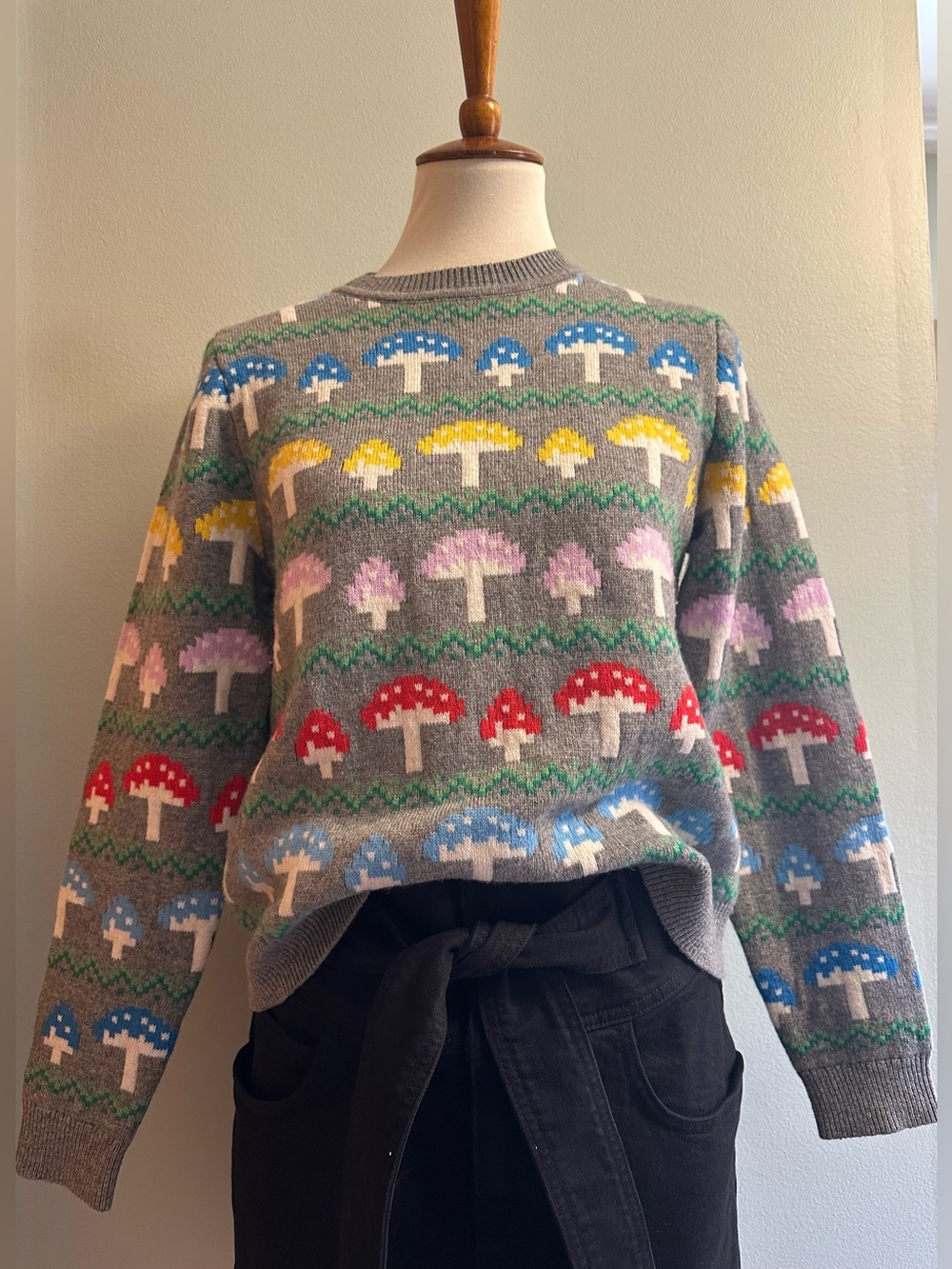 Boden Mushroom Print Edie Fair Isle Jumper - Picture 2 of 12